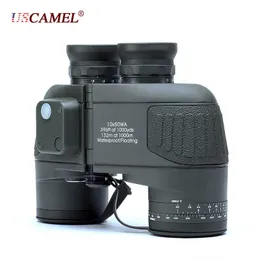 Telescope Binoculars 10X50 Waterproof Tescope with compass USCAMEL Binoculars For Hunting Navy coordinate ranging military Night Vision Autofocus HKD230627