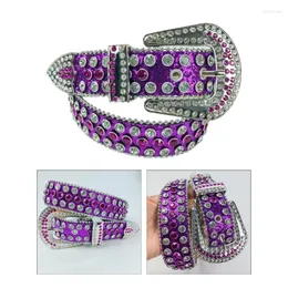 Belts 2XPC Purple Color Waist Belt Western Full Diamond Cowgirl Cowboy