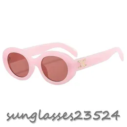 Solglasögon 2023 Retro Cat's Eye Solglasögon för Women Ces Arc de Triomphe Oval French High Quality Street Pink Glasses