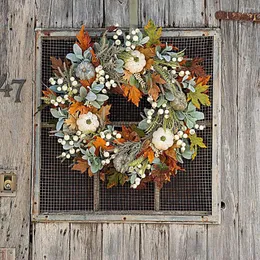 Kwiaty dekoracyjne Halloween Fall Autumn Decor wieniec girlanda do drzwi frontowych kwiat z żniwa domowy dom