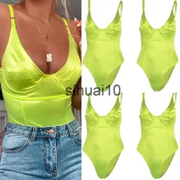 Koszulka damska Kobiety seksowne satynowe body bielizny camisol dropshipping v Strapy na szyję rozciągnięcie kombinezonu Top Body Tops Playsuits Backless J230627