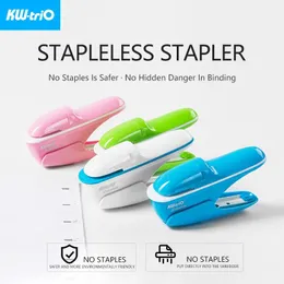 STAPLER KWTRIO STAPLELESS STAPLER Safer Safe Stapling Portable Plastic Stapler Without Staples Bind 8 ark med papperskontor