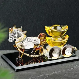 装飾的なオブジェクトの置物の例えばゾディアックホーストレジャークリスタル装飾品用デスクカーホームデコレーションアクセサリーペーパーウェイトFengshui Craft Gift