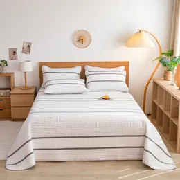 Conjuntos de cama estilo japonês branco cinza xadrez cor sólida capa de cama colcha fronha lençol de algodão casa presentes de casamento casal 230626