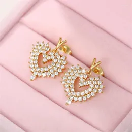 Boucles d'oreilles étincelantes zircon cubique coeur goutte pour les femmes femme oreille accessoires mariage fête bijoux à la mode