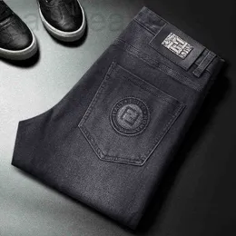 Mäns jeans designer tryckt höstbokstäver borrar smal fit rak rör mode trend fritid och all-purpose tvättade byxor ijx1