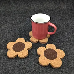 Cork Coasters napoje wielokrotnego użytku Coaster Naturalny kork 4 -calowy kształt kwiatowy drewniane podstawki korkowe do biurka szklanego stolika DH407