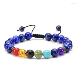 Strand 5 PCS Natural Tiger Eye Stone Beaded Women Men Jewelry Colorful Seven Chakra Yoga Energy Charms Bracelet 2023 Wholesale