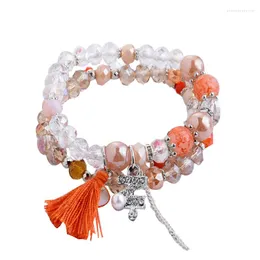 Braccialetti con ciondoli NoEnName 3 pezzi / set Lettera Designer Braccialetti dell'amicizia per le donne Bracciale con perline di cristallo con nappe di alta qualità Femme