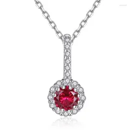 Kedjor SACE GEMS Vintage Ruby Pendant Necklace Women 925sterling Silver Clavicle Chain Wedding Party Luxury Fashion Fine Jewelry Gift