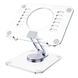 Suporte para tablet Transparente Dobrável Alumínio Acrílico Acessórios de mesa de escritório universal Resfriamento de mesa Suporte de design oco L230619