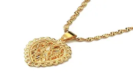 Herz-Anhänger-Halskette für Damen und Mädchen, goldfarben, Schmuck, Geburtstagsfeier, afrikanische arabische Ornamente9613905