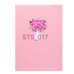 Hangers Racks 448B 3D Pop Up Card Lily Vase Blessing Message Greeting Invitation Card for Valentine's Day Wedding Party Wife Girlfriend Gift x0710