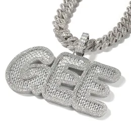 Hip Hop Retro 0-9 A-Z Letters Pendants Necklace Full Zircon Jewelry Cool Men Gift