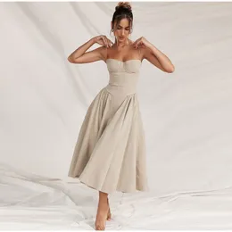 Designerin für Frau 2024 New Fashion Basic Casual Dress Elegant Slim Rückenless Sling Fashion Suspender Sommer weiblicher Abend Roben Vestidos Prom Kleid 5505