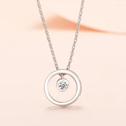 Pendant Necklaces Fashion Simple Hollow Out Round Necklace Elegant Wedding Engagement Silver Color Chain Charming Party Jewelry Gift