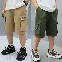 Shorts Meninos Verão Calças Soltas Adolescente Calças Roupas Casuais Cargo Curto Infantil Cintura Elástica Algodão 230626