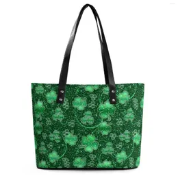 Вечерние сумки Блестящие сумочки с трилистниками Happy St Patricks Day Belt Tote Bag Streetwear PU Leather Shoulder Travel Print Shopping