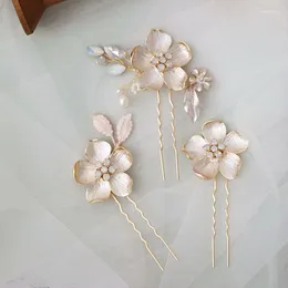 Fermagli per capelli Spille per fiori Opale Perle Pezzi per la testa Forcine per la sposa Damigelle d'onore Copricapo da donna Gioielli da sposa Accessori da sposa