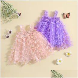 Girl'S Dresses Girl Baby Girls Sleeveless Sling Dress Infant Princess Lovely Summer 3D Butterfly Sweet Toddler Boutique Clothing Dro Dhan1