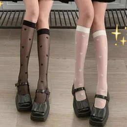 Socks Hosiery Women Socks Lolita Transparent Ultra-thin Stockings Love Long Silk Breathable Calf Sock Jk Uniform Knee High