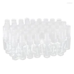 حوامل ثلاثية القوائم 50 عبوة من زجاجات رذاذ الرذاذ البلاستيكية الشفافة الفارغة مع قماش تنظيف من الألياف الدقيقة 20 مللي حاوية قابلة لإعادة الملء مثالية للتنظيف