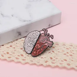 Brooches Novel Half Brain Heart Blood Vessel Splicing Human Organ Brooch Enamel Pin Accessories Jewelry Gift For Doctors
