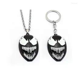 Keychains Movie Figure Venom Keychain Mask Pendant Key Ring Emamel Metal Chains llaveros för fansinnehavare