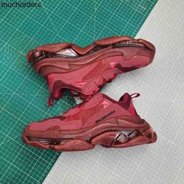 Fashion thick soles vintage Grandpa sneakers transparent air cushion silver wine red and black 541624 W09E1 16