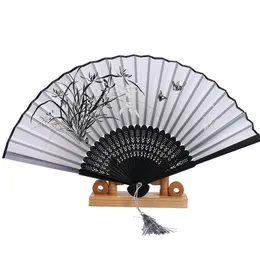 Folding Fan Chinese Style Bamboo Products Stage Performance Props Black Series Ancient Tull Support Anpassning Traditionella dagliga nödvändigheter