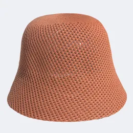 Maxsiti u sommar ihålig andningsbar stickad hink hatt för kvinnor tunn fiskare hatt sol solskade bassäng hatt svart hatt