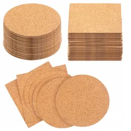 Maty Podkładki 50pcs Pad wielokrotnego użytku napój DIY stół dekoracje kuchni Izolacja rzemiosła Kwadraty okrągłe samopoczaczy kork Coaster Cup Mat Mini Board 230627