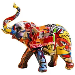 Dekorativa föremål figurer färg elefantskulptur modern hemdekoration kreativ harts skulptur vardagsrum vin skåp dekoration