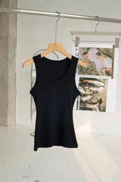 Designer-Tanktop, kurz geschnitten, Damen-Tanktops, Camis, mit Anagramm bestickte Tanktops aus Baumwollmischung, Shorts, Designer-BH-Weste, einfarbiges Damen-T-Shirt im Vintage-Stil, Femme-Weste, weiß-schwarze Camis