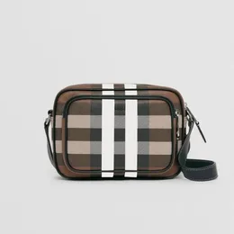 Bolsa masculina Vintage Checker TB para câmera Bolsa tiracolo de luxo listrada em lona de náilon Carteira feminina Carteira Bolsa de ombro Bolsa de ombro