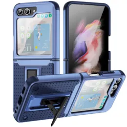 Heavy Duty Defender Kickstand Phone Cases for Samsung Galaxy Z Flip5 Flip 5 5G Dual Layers Shockproof Rugged Cover with Tough Bracket