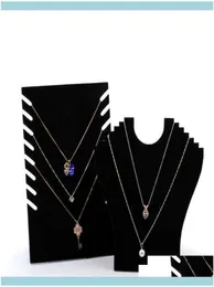 stand up banner Embalaje de joyería Collar Cadena Soporte de exhibición Cartón Negro Veet Elegante Exhibición de joyería plegable para tienda S2562330