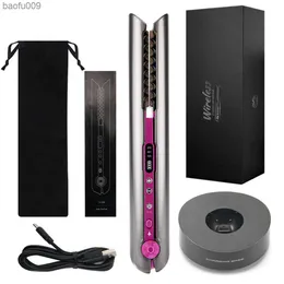 Professional Ceramic Flat Iron Straightening Curling Iron USB Rechargeable Hair Curler Wireless Straightener L230520