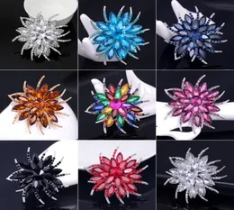 Diverse Kleuren Grote Crystal Diamante Broches Sieraden Vintage Stijl Strass Bloem Broach voor Bruiloft Broche Boeket AE0939806090