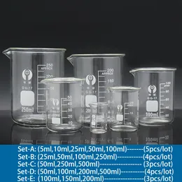 Drinkware Lid Set AF Lab Borosilicate Glass Beaker Heatresist Scaled Measuring Cup of Laboratory Equipment 230627