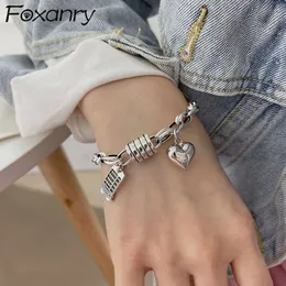 Bracelet Foxanry Timbre Bracelets pour Femmes INS À La Mode Vintage Creative Abacus Amour Coeur Épais Chaîne Partie Bijoux Cadeau 230627