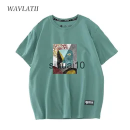 T-Shirt Feminina WAVLATII Feminina 100% Algodão Summer T Shirts Feminino 210 g/m2 Verde Branco Manga Curta T-shirts Lady Fashion Estampadas Tops WT2221 J230627