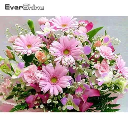 Stitch Evershine Full Square Diamond Painting Flowers Picture of Rhinestones Beads Embroidery Daisy Diamond Mosaic Full Layout Kits