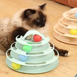 Toys 4 Levels Turnable Toys for Cats Accessories Tower Tracks with Balls Cat Toy Interactive Intelligence Training with Fun Cat Stick