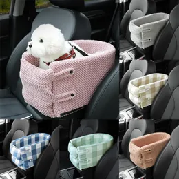 Cat Beds Furniture Portable Pet Dog Car Seat Central Control Nonslip s Safe Armrest Box Booster Kennel Bed For Small Travel 230626