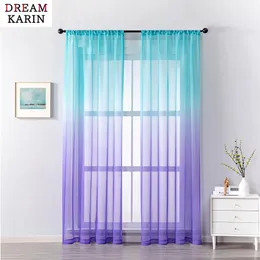 Cortinas Dream Karin Multi Color Gradiente Tule Cortinas para Sala de estar Quarto Moderno Voile Cortinas para Tratamento de Janela Organza Drape