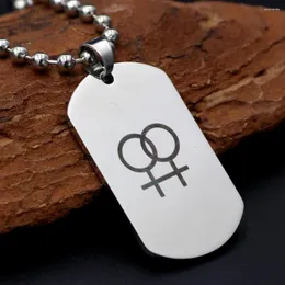 Ожерелье с подвеской Youe Shone, двойной женский символ, собачья бирка для лесбиянок, геев, серебристый цвет, оловянное ЛГБТ-ожерелье