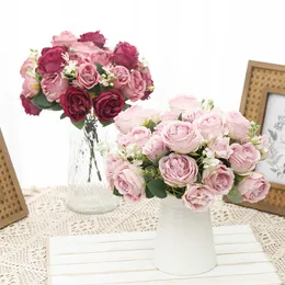 Fiori secchi 30 cm Rosa bianca Fiore artificiale Bouquet di seta Alta qualità Finto Natale Matrimonio Casa Decorazioni fai da te Accessori economici Artigianato