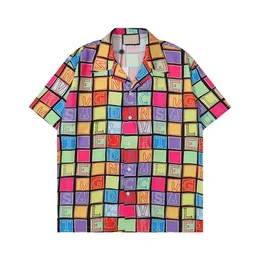 Męska designerska koszula Summer krótkiego rękawu swobodny guzika koszula nadrukowana koszulka do kręgli w stylu oddychającą t-shirt #508