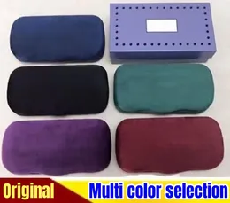 Occhiali da sole firmati di marca Custodia per occhiali in velluto Scatola di latta Marca Occhiali da sole verdi rossi Borsa Panno Selezione di più colori